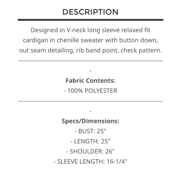 🖤 $40 start 129 3 LEFT Pretty POL Soft chenille check pattern cardigan - Picture 5 of 5